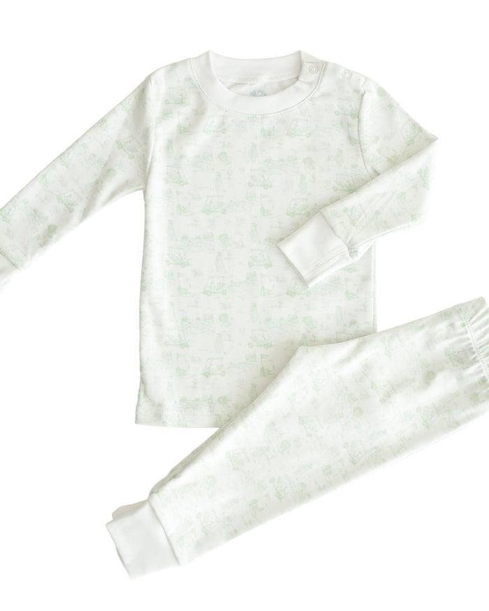 Fairway Toile | Long Pajamas (Green)