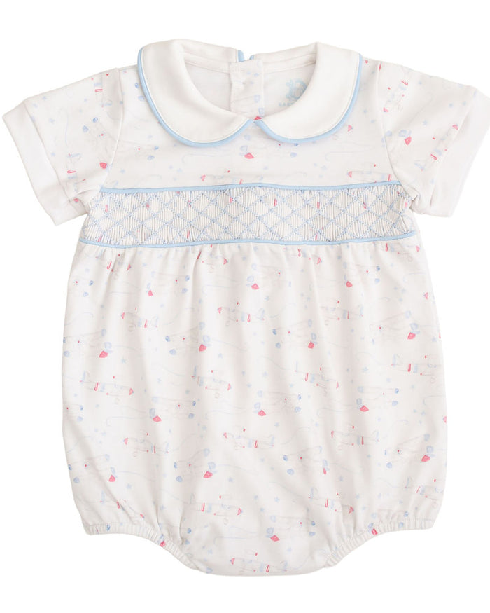 Little Aviators | Short Sleeve Smocked Bubble