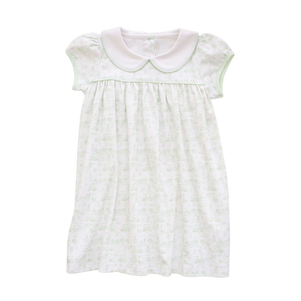 Fairway Toile | Short Sleeve Dress (Green)