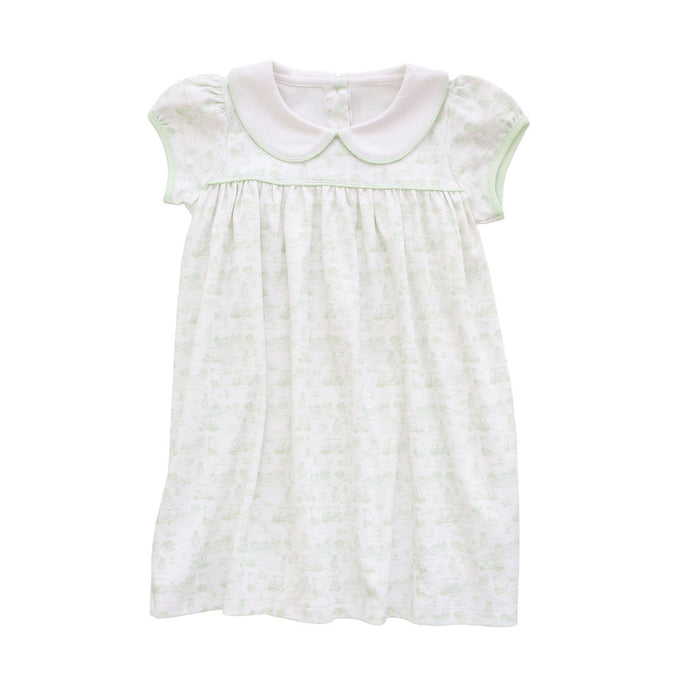 Fairway Toile | Short Sleeve Dress (Green)