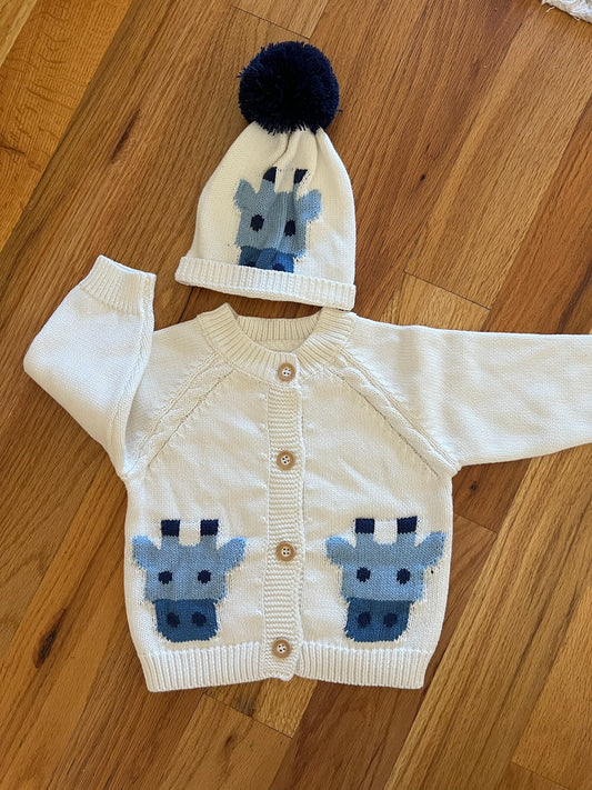 6-12M Cardigan + Beanie