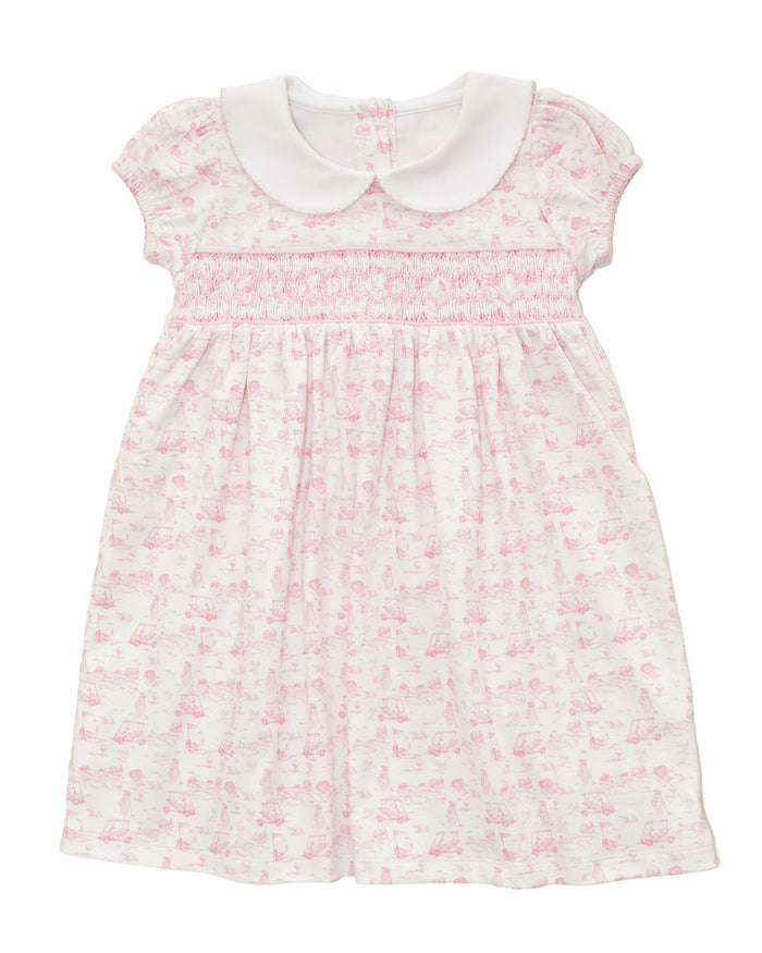 Fairway Toile | Short Sleeve Dress (Pink)
