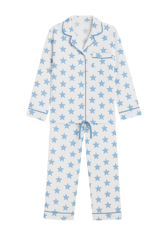 Celestial Linework | LS Long Pajama Set (Blue Women's)