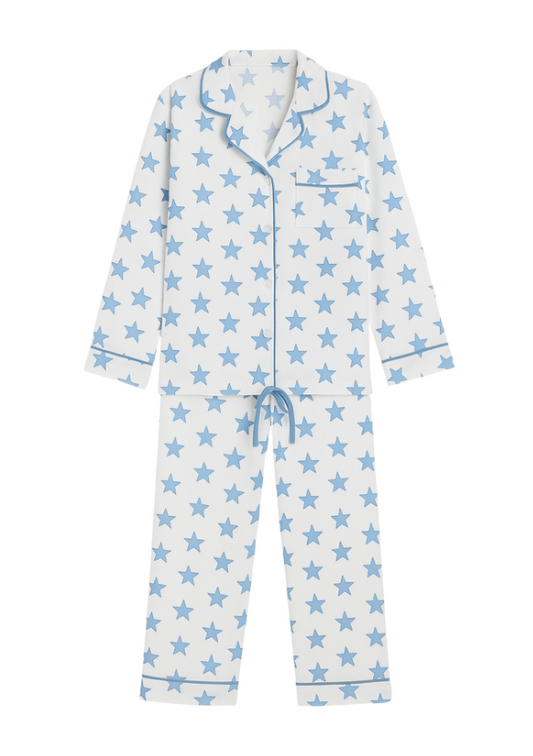 Celestial Linework | LS Long Pajama Set (Blue Women's)