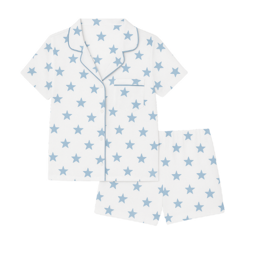 Celestial Linework | Short Pajama Set (Blue Women's)