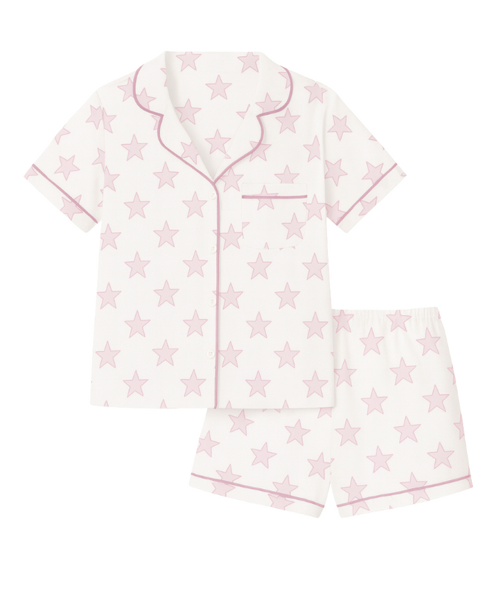 Celestial Linework | Short Pajama Set (Pink Women's)