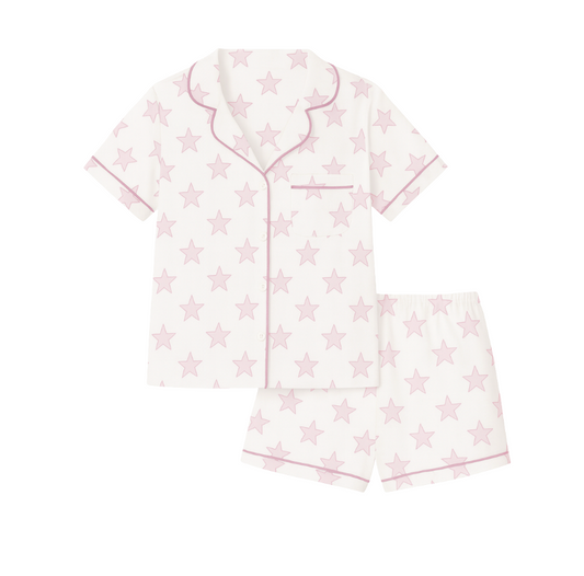 Celestial Linework | Short Pajama Set (Pink Women's)