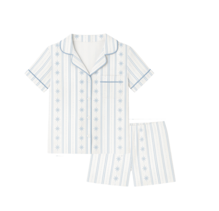Starlight Stripes | Short Pajama Set (Blue)