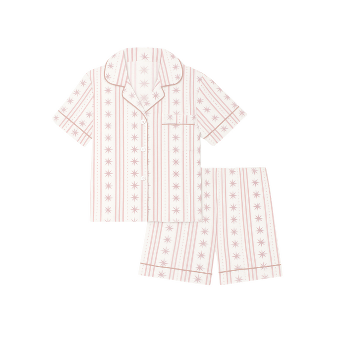 Starlight Stripes | Short Pajama Set (Pink)