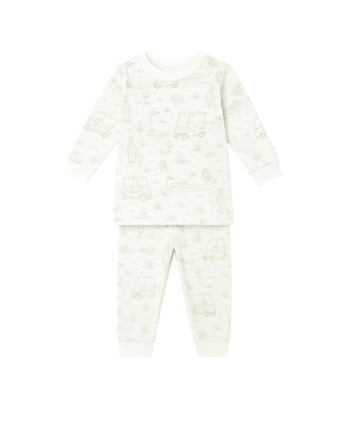 Fairway Toile | Long Pajamas (Green)