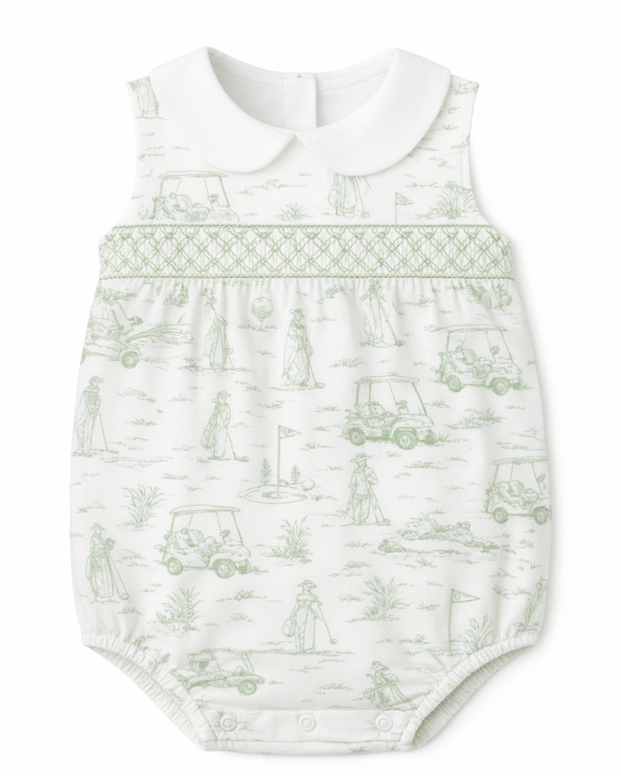 Fairway Toile | Smocked Sleeveless Bubble