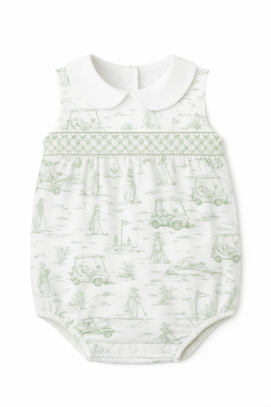 Fairway Toile | Smocked Sleeveless Bubble