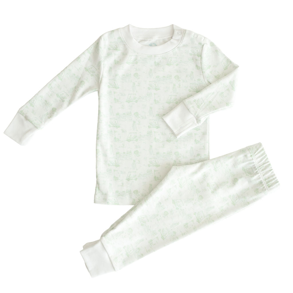 Fairway Toile | Long Pajamas (Green)