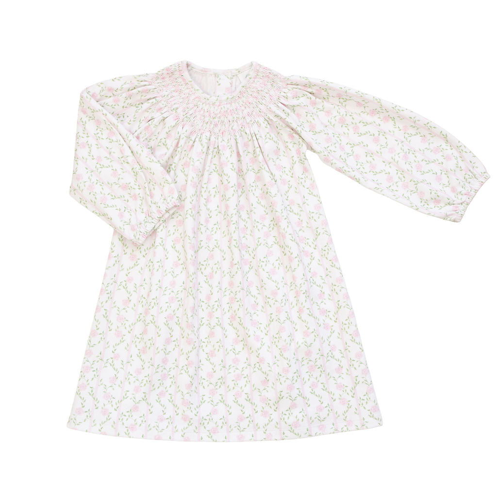 Rosy Trellis | Long Sleeve Dress
