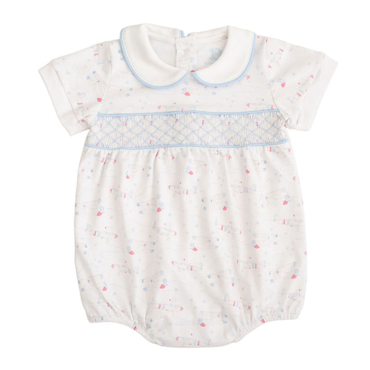 Little Aviators | Short Sleeve Smocked Bubble