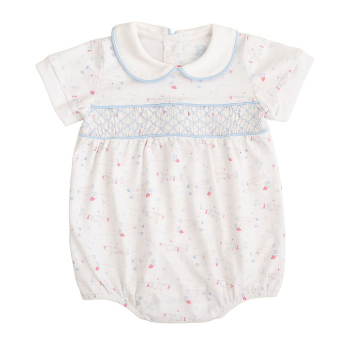 Little Aviators | Short Sleeve Smocked Bubble