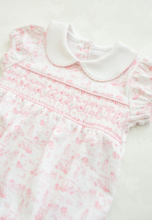 Fairway Toile | Short Sleeve Smocked Bubble (Pink) thumbnail 4