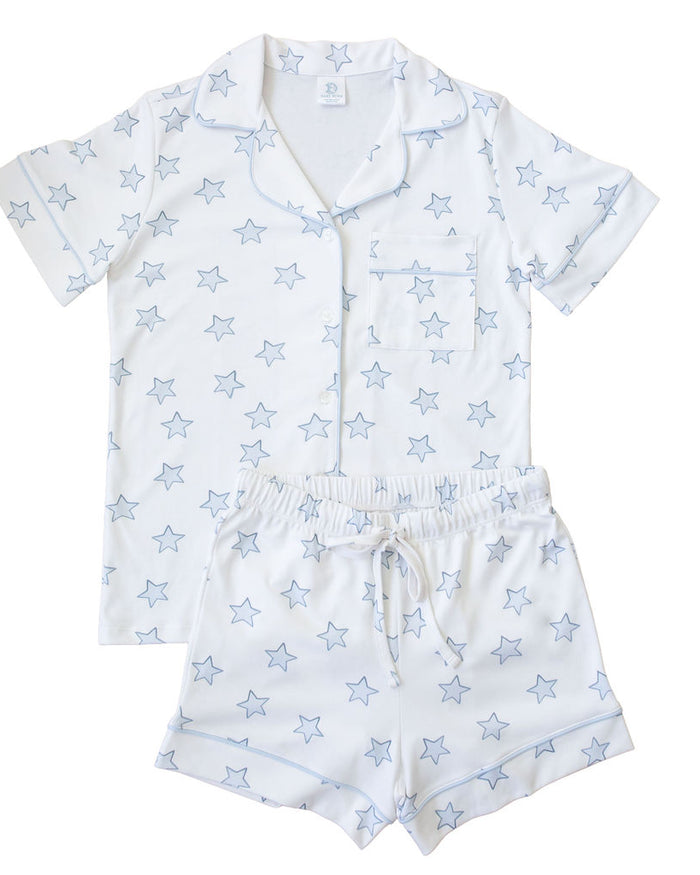 Celestial Linework | Short Pajama Set (Blue Women's)