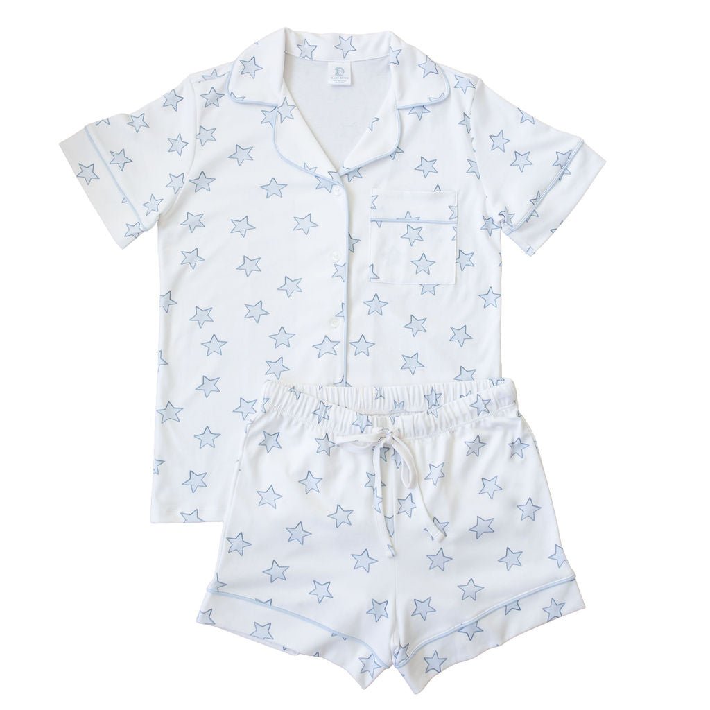Celestial Linework | Short Pajama Set (Blue Women's)