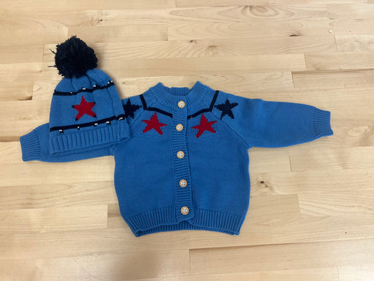 6-12M Cardigan + Beanie