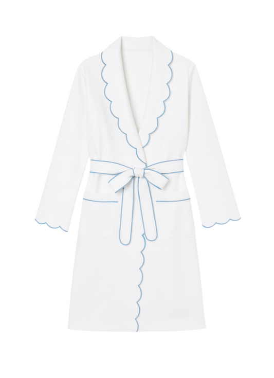 White/Blue Scalloped | Robe (Women's)