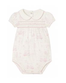 Fairway Toile | Short Sleeve Smocked Bubble (Pink) thumbnail 1