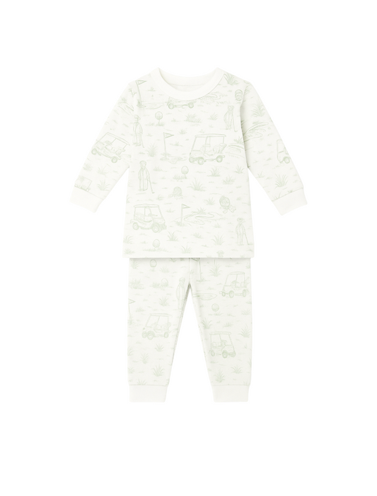 Fairway Toile | Long Pajamas (Green)