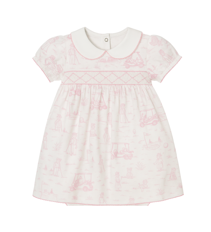 Fairway Toile | Short Sleeve Dress (Pink)